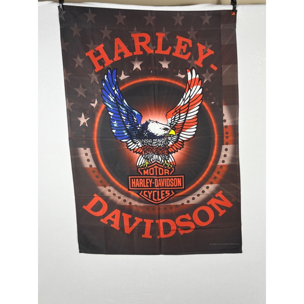 Harley Davidson 2009 Russ Decorative Yard Flag with Eagle Estate Size 30x43 - Picture 2 of 2